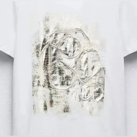 Zara White T-Shirt + Gold Foil Design | Short Sleeve | L | NWT | 🌟Rare🌟 - Picture 6 of 14